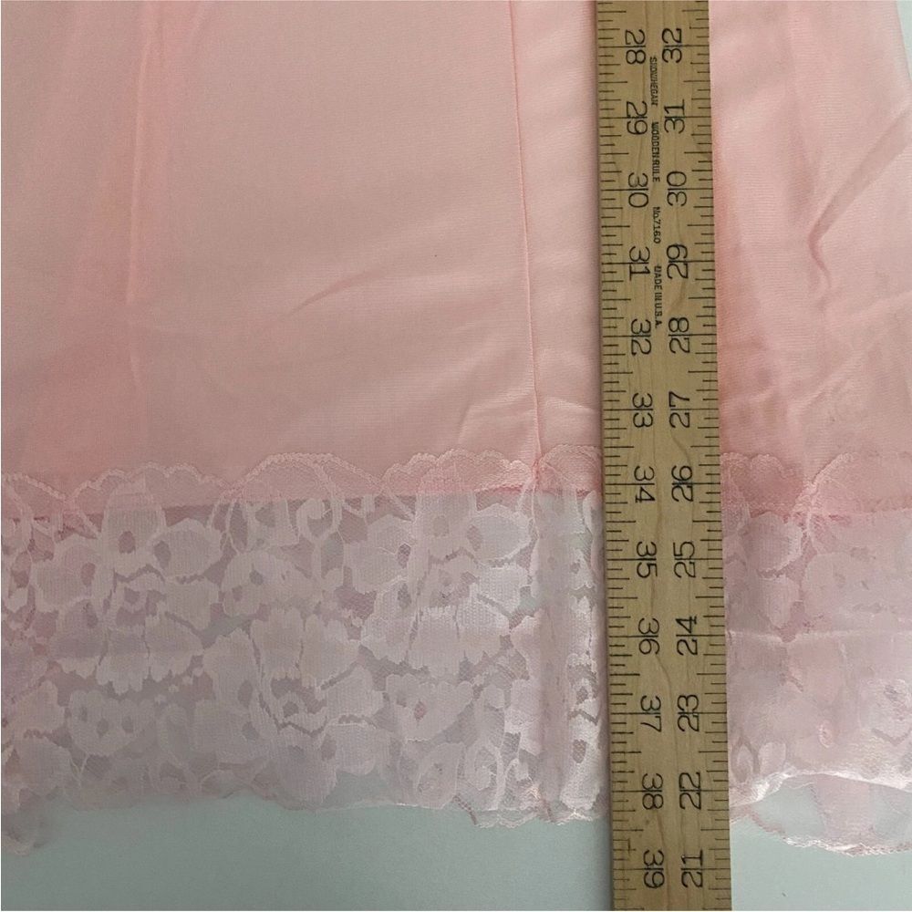 🎀Vintage Deadstock🎀 Elegant Baby Pink Lace Trim Nightie Slip Dress Chemise Lg - Picture 10 of 11